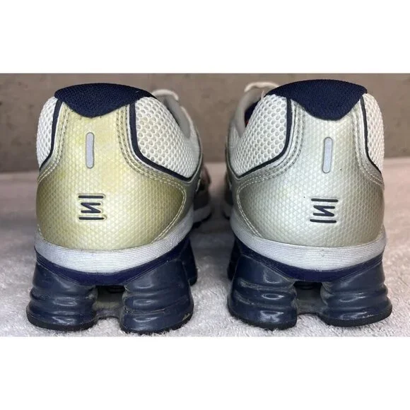 Nike Shox Qualify 2 + White Silver Navy Red Running Shoes 442114-161 Mens 11.5